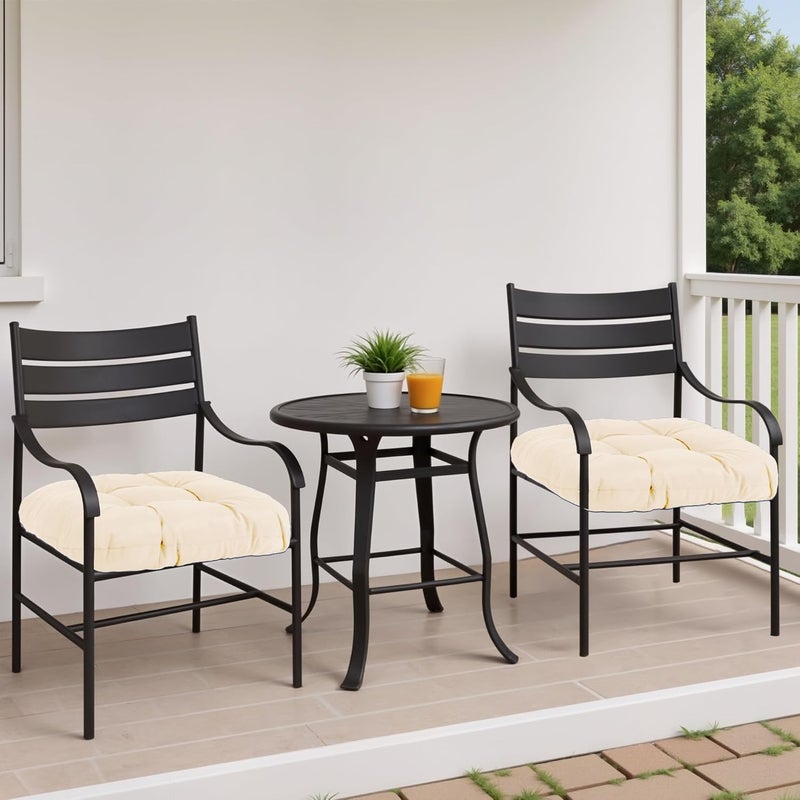 MTMR Outdoor Chair Cushions Set of 2, 19x19 Waterproof Wicker Seat Cushions for Patio Furniture, Thick Tufted Outdoor Replacement Furniture Pad for Porch Lawn Wicker Desk Dining Rocking Chair, Cream - Image 2
